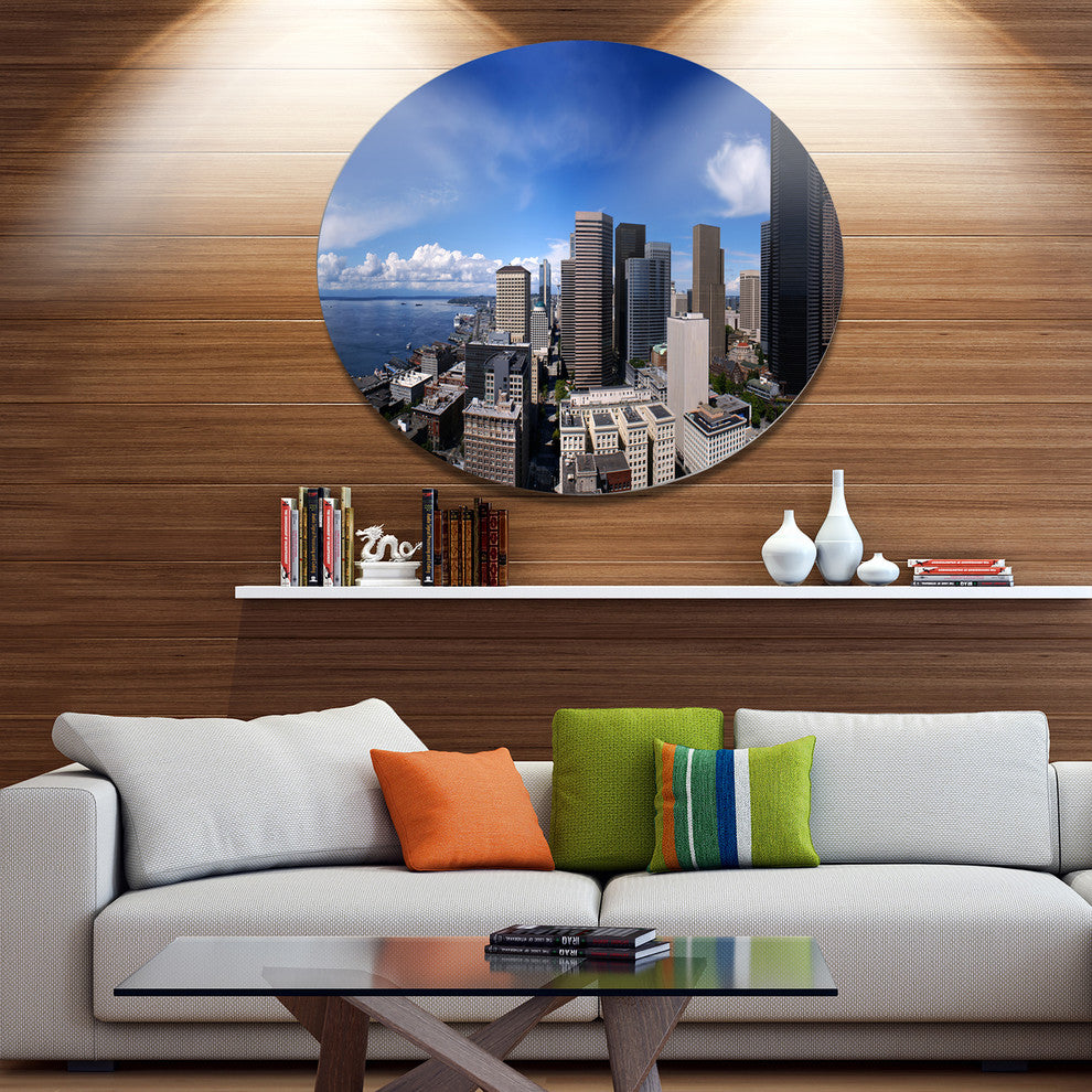 Seattle Downtown From Smith Tower, Cityscape Wall Round Wall Art, 36"