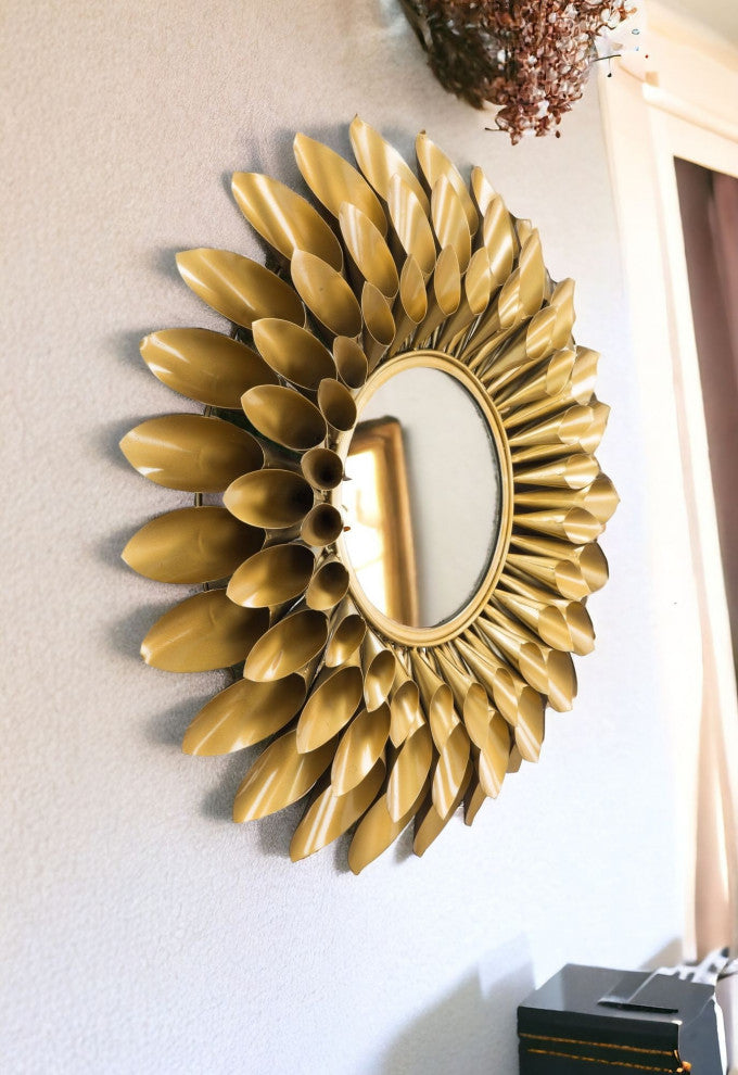 Gold Sunflower Round Mirror