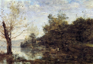 Jean-Baptiste-Camille Corot Cowherd by the Water Gallery Wrapped Canvas Print