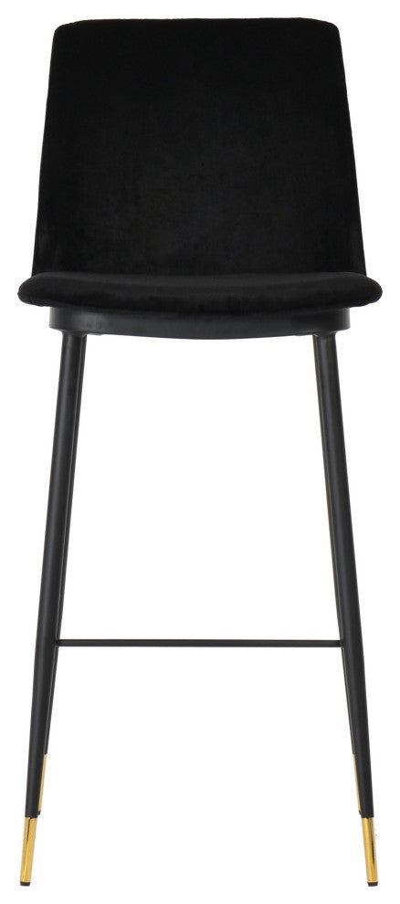 Evora Black Velvet Counter Stool (Set of 2) - Black