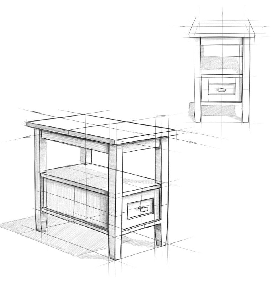 Warm Shaker Solid Wood 14" Rustic Narrow Side Table, Distressed Gray
