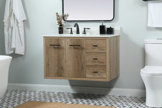 Home Living 22" Midcentury Modern Natural Oak-Light Bathroom Vanity