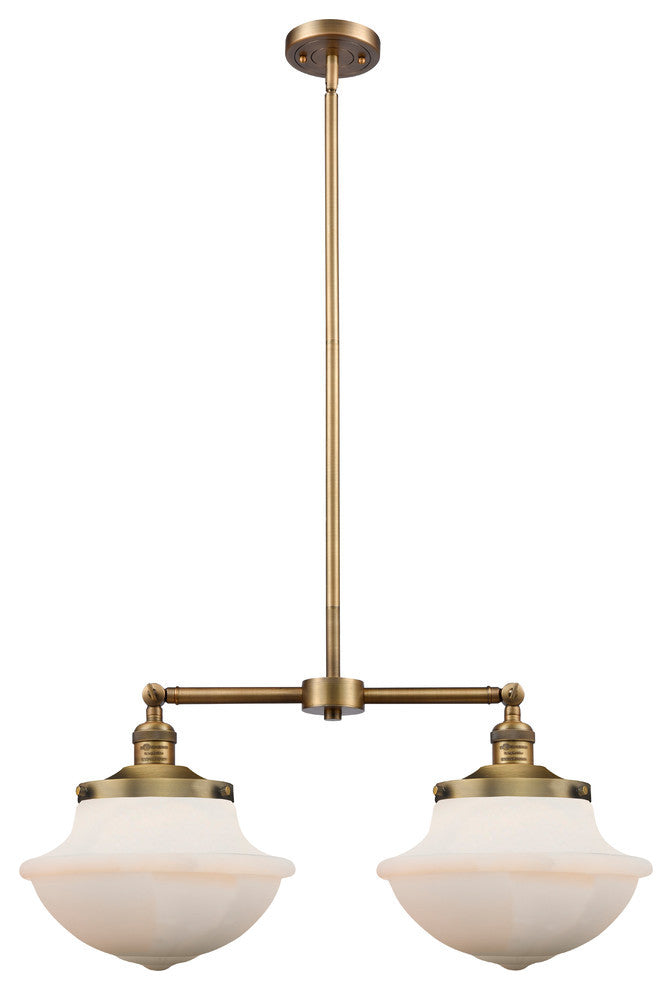 Large Oxford 2-Light Chandelier, Brushed Brass, Matte White