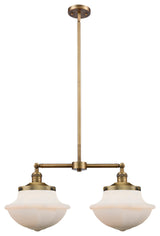 Large Oxford 2-Light Chandelier, Brushed Brass, Matte White