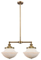 Large Oxford 2-Light Chandelier, Brushed Brass, Matte White