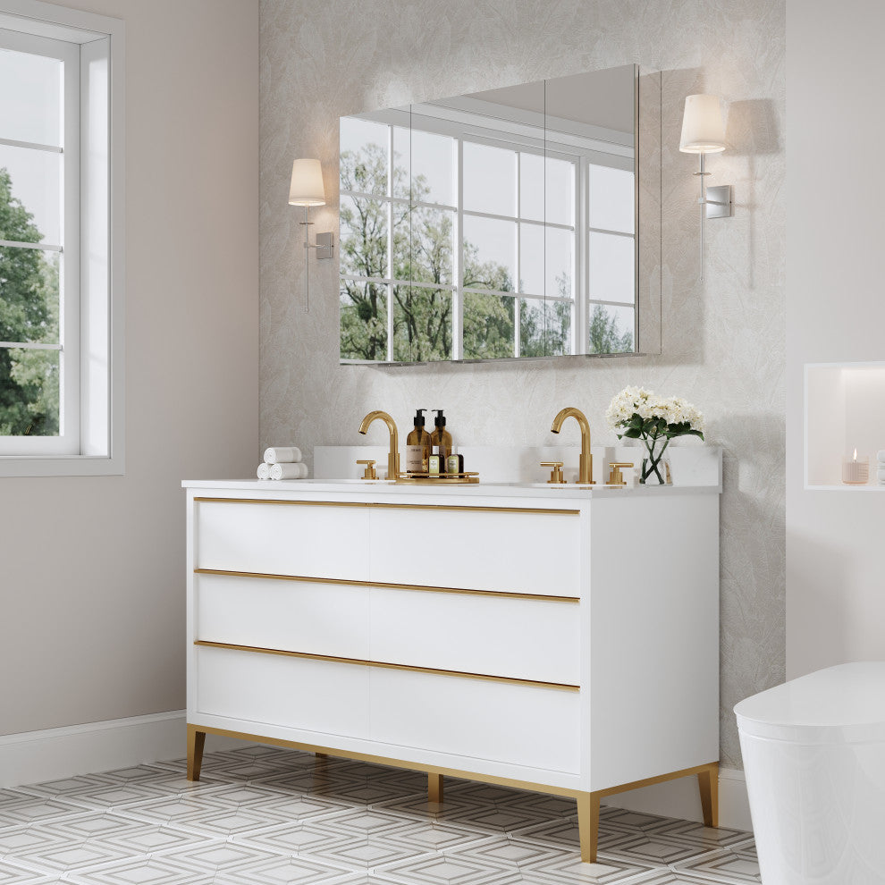 Recessed/Surface Mount Bathroom Medicine Cabinet, Reverse Installation, 44"x30"