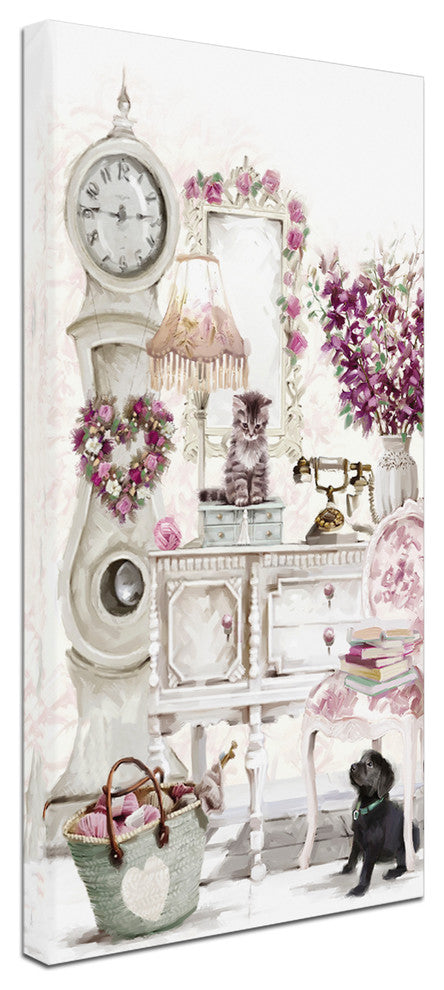 The Macneil Studio 'Clock Kitten' Canvas Art, 47"x24"