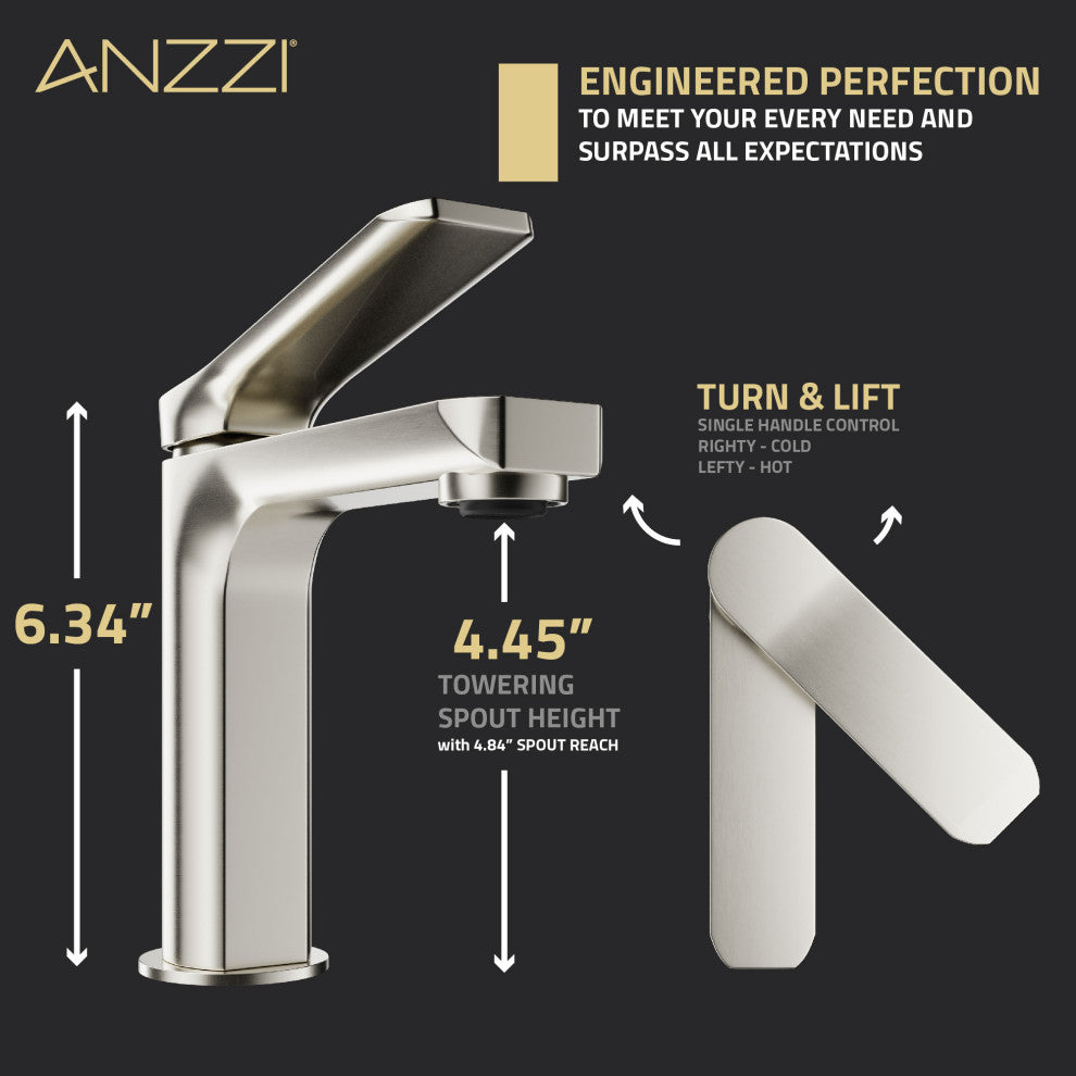 1-Handle Bathroom Faucet, Brushed Nickel