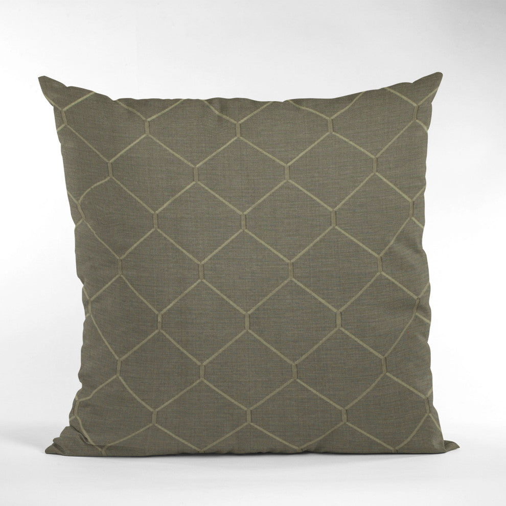 Bronze Kona Embroidery, Some Shine To This Pattern Luxury Throw Pillow, 22"x22"