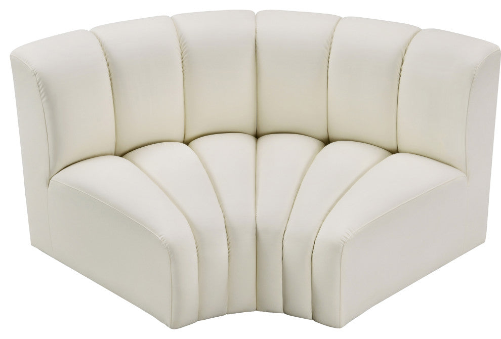 Arc Vegan Leather Upholstered 2-Pc. Inward Curved Modular Sectional, Cream