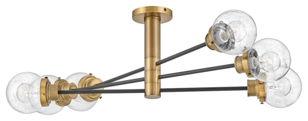 Hinkley Lighting 40696 Poppy 6 Light 36"W Semi-Flush Globe - Black / Heritage