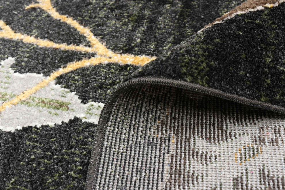Aqua Pine Area Rug, Black, 5'x7'