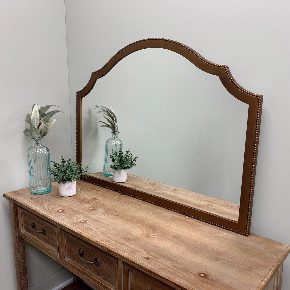 Vienne Framed Mantel Mirror, Peaks Cathedral, 38.4"x27.4", Autumn Bronze