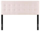 Contemporary Modern Bedroom Full Size Tufted Headboard, Velvet Fabric, Pink