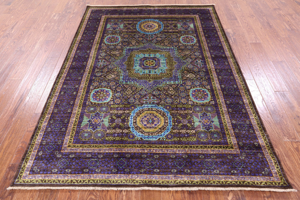 5' 9" X 8' 0" Geometric Mamluk Handmade Rug - Q12263