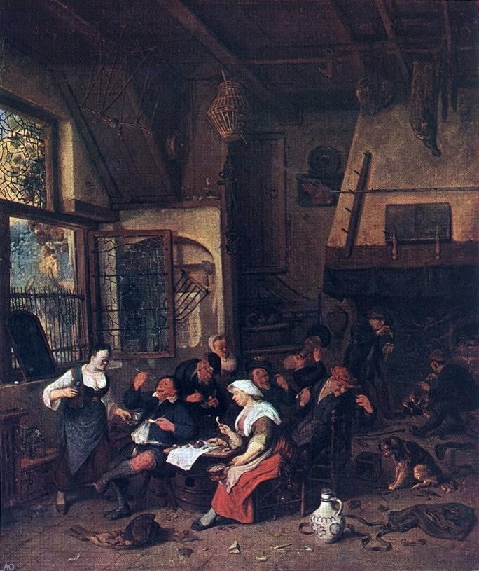 Cornelis Dusart Tavern Scene, 20"x25" Wall Decal