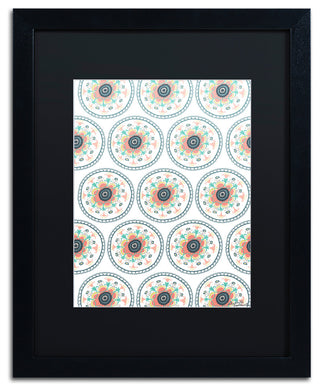 Elizabeth Caldwell 'Floral Suzanis' Art, Black Frame, Black Mat, 16x20