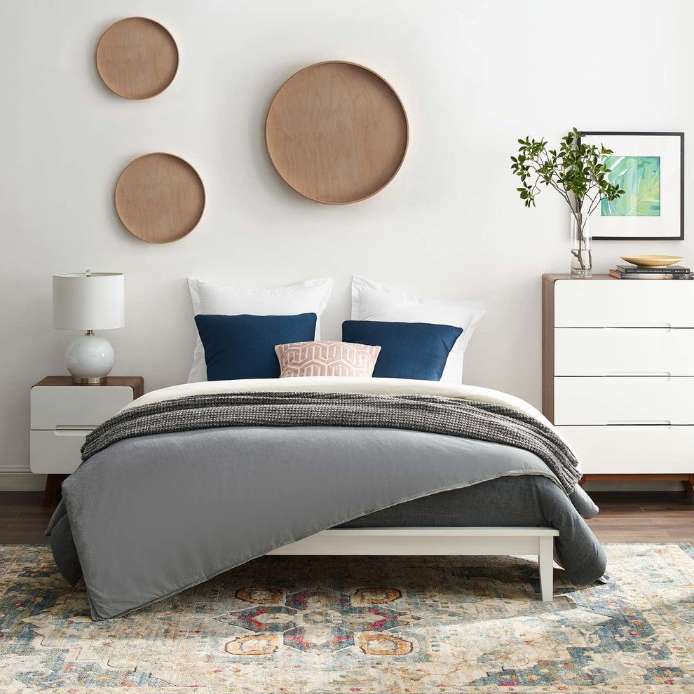 White Lodge Full Wood Platform Bed Frame