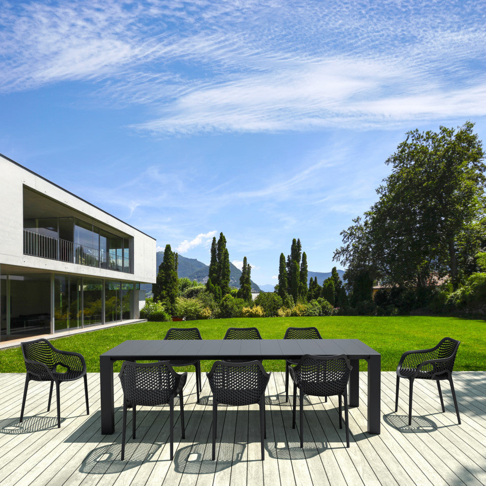 Air XL Extension Dining Set 9-Piece Black