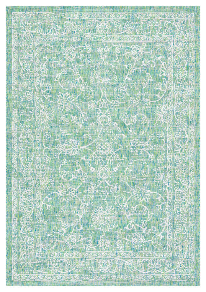 Safavieh Courtyard Cy8680-55721 Outdoor Rug, Green and Ivory, 6'7"x6'7" Square