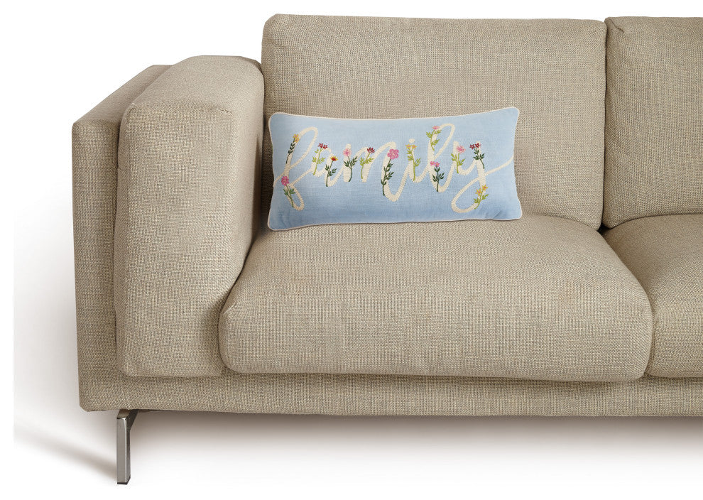 Floral Family Cord Embroidered Pillow