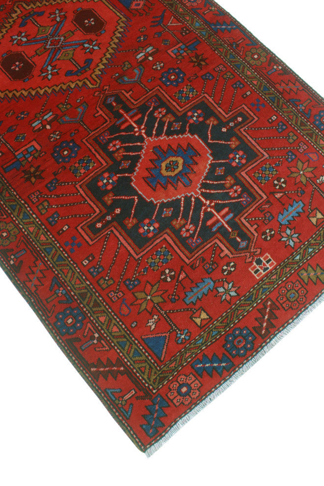 Fine Vintage Distressed Adalbeor Burgundy/Blue Runner, 3'5x10'10