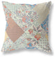 18" Cream Red Boho Floral Indoor Outdoor Throw Pillow