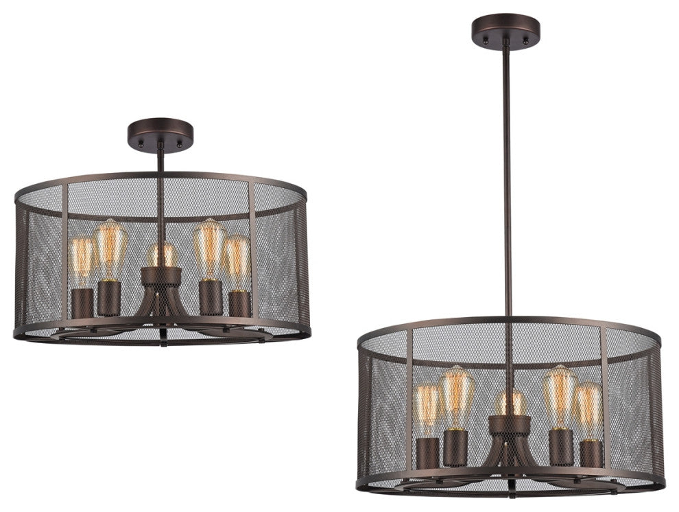 CHLOE Lighting CH2D065RB20-SF5 LORRY Industrial 5 Light Rubbed Ceiling Light