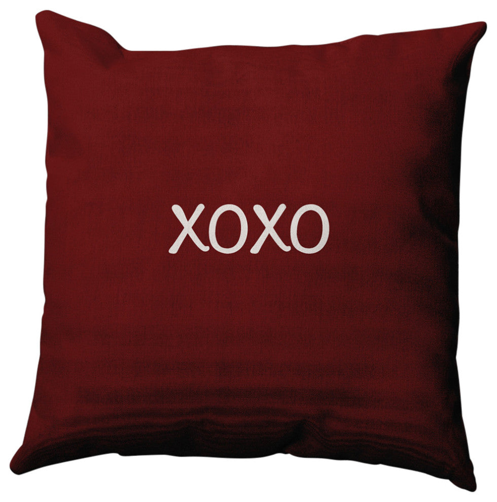 XOXO Valentines Decorative Throw Pillow, Maroon, 18"x18"