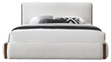 Acme Sandro Queen Bed White Boucle/Walnut Finish