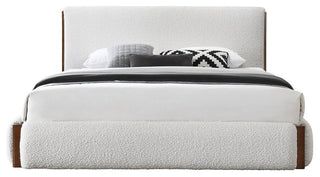 Acme Sandro Queen Bed White Boucle/Walnut Finish