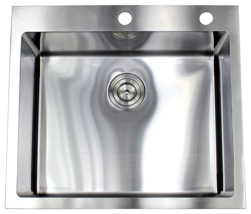 25" Drop-In /Top-Mount Stainless Steel Single Bowl Kitchen Island Bar Sink