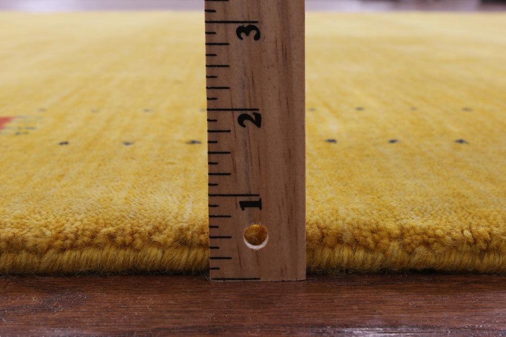 6' Square Persian Gabbeh Handmade Wool Rug - Q15158
