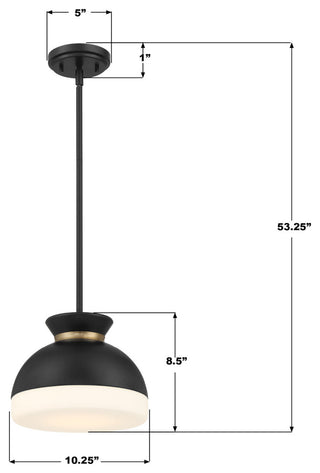 Crystorama Lighting Group GID-4005 Gidget 10"W Pendant - Matte Black / Vibrant