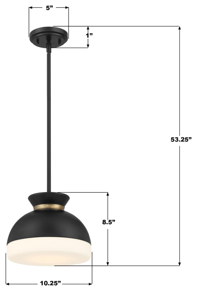 Crystorama Lighting Group GID-4005 Gidget 10"W Pendant - Matte Black / Vibrant