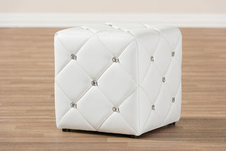 Larissa White Faux Leather Ottoman