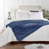 Fox Faux Fur Throw Blanket, Dark Blue, 60''x80''