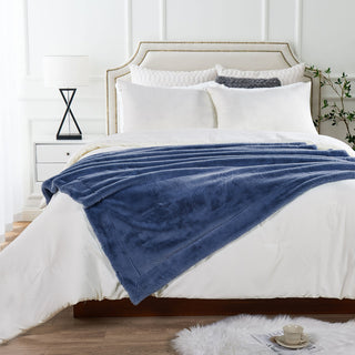 Fox Faux Fur Throw Blanket, Dark Blue, 60''x80''