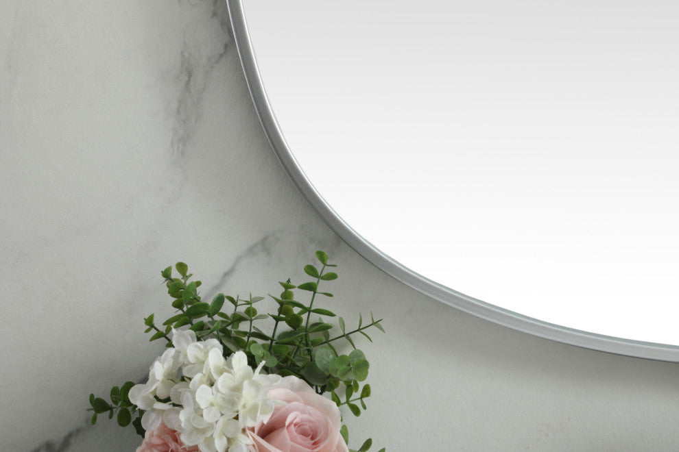 Home Living Metal Frame Oval Mirror 30x48 Inch, Silver