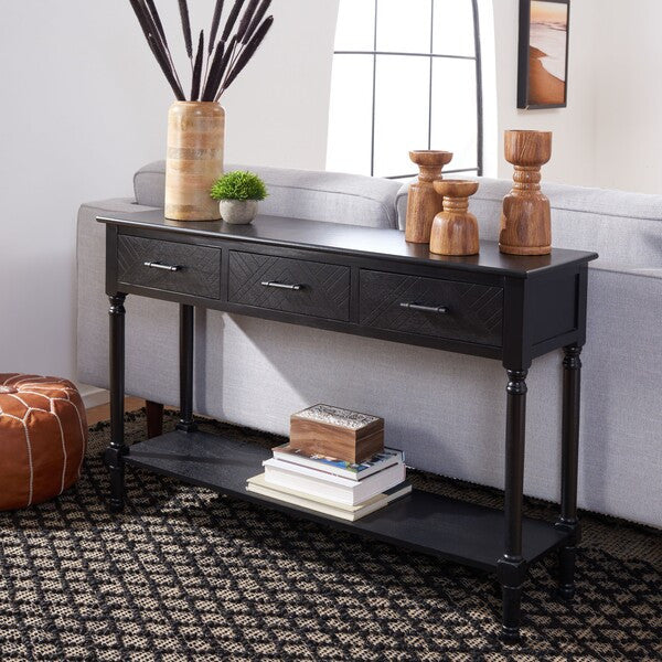 Safavieh Peyton 3 Drawer Console Table, Black