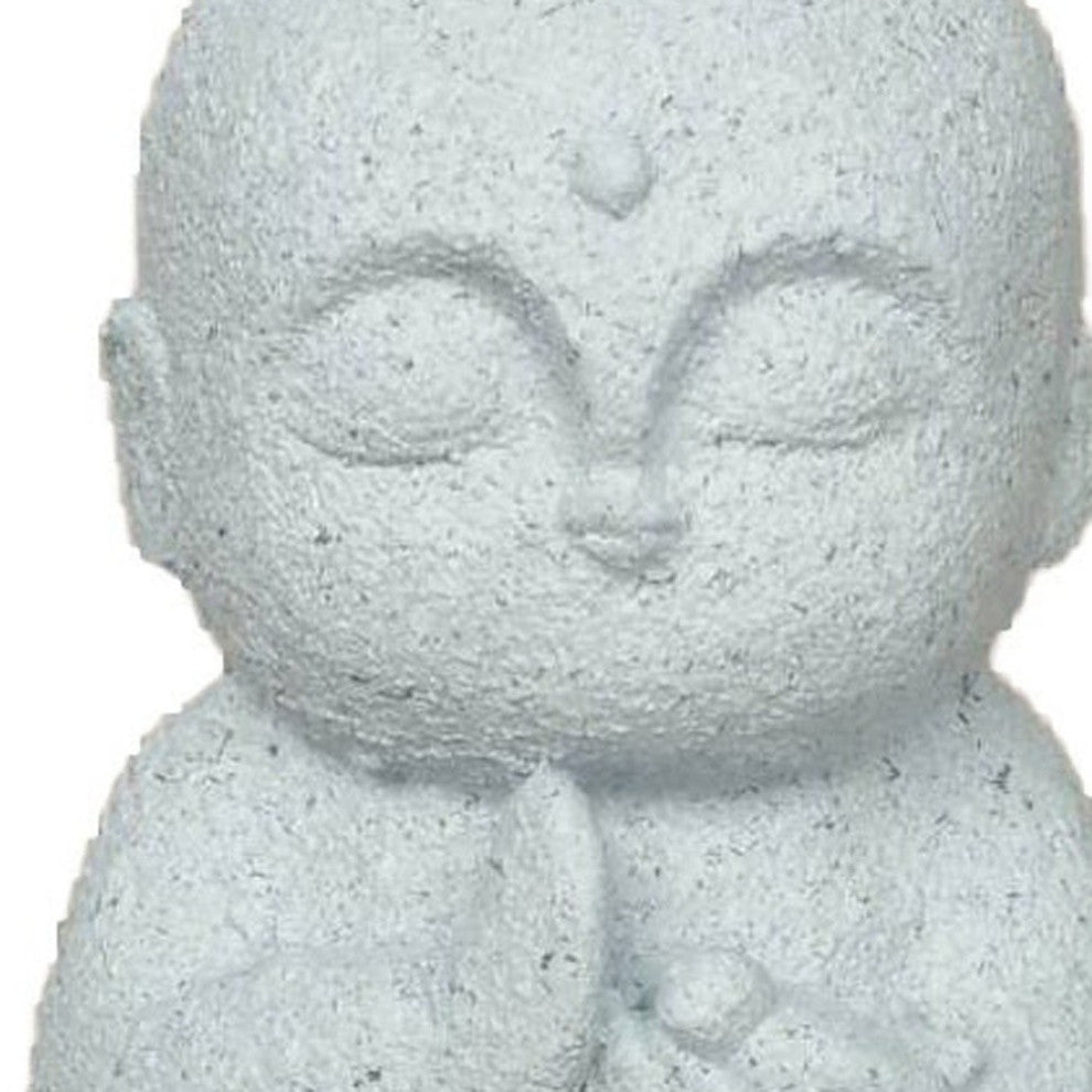 14" White Praying Monk With Bird Indoor Outdoor Statue