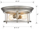 2 Light Glass Ceiling Light, Round, Nickel