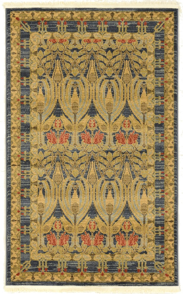 Unique Loom Navy Blue Carnation Edinburgh 3' 3 x 5' 3 Area Rug