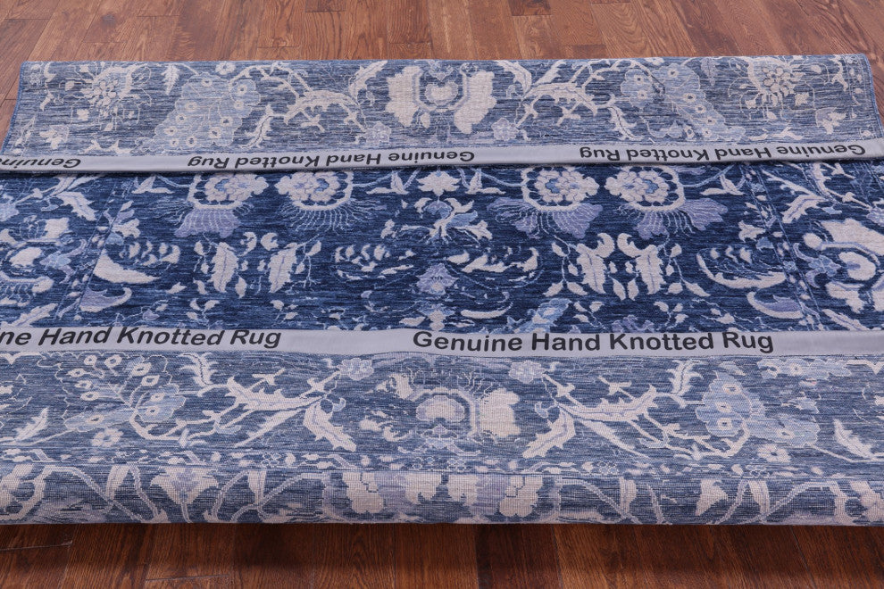 7' Square Hand Knotted Modern Wool Rug Q11893