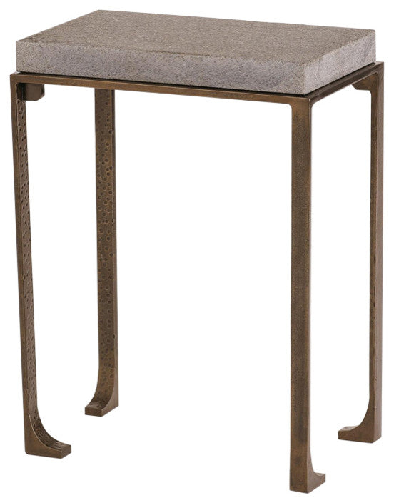 Zen Side Table With Flamed Granite, Bronze, Small