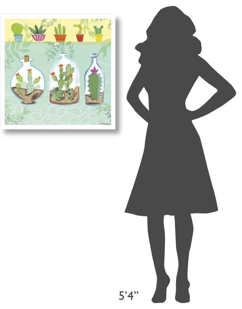 "Cacti Garden I no Birds and Butterflies" Paper Print by Farida Zaman, 26"x26"
