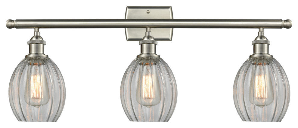 Eaton 3-Light LED Bath Fixture, Brushed Satin Nickel, Glass: Clear
