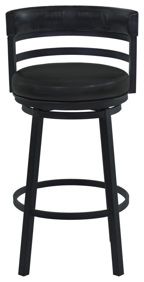 Benzara BM282104 26" Swivel Counter Stool Chair, Vegan Leather, Black