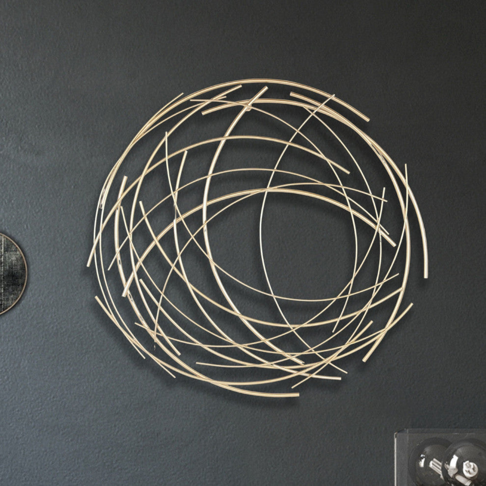 Denine Large Gold Abstract Round Wall Art