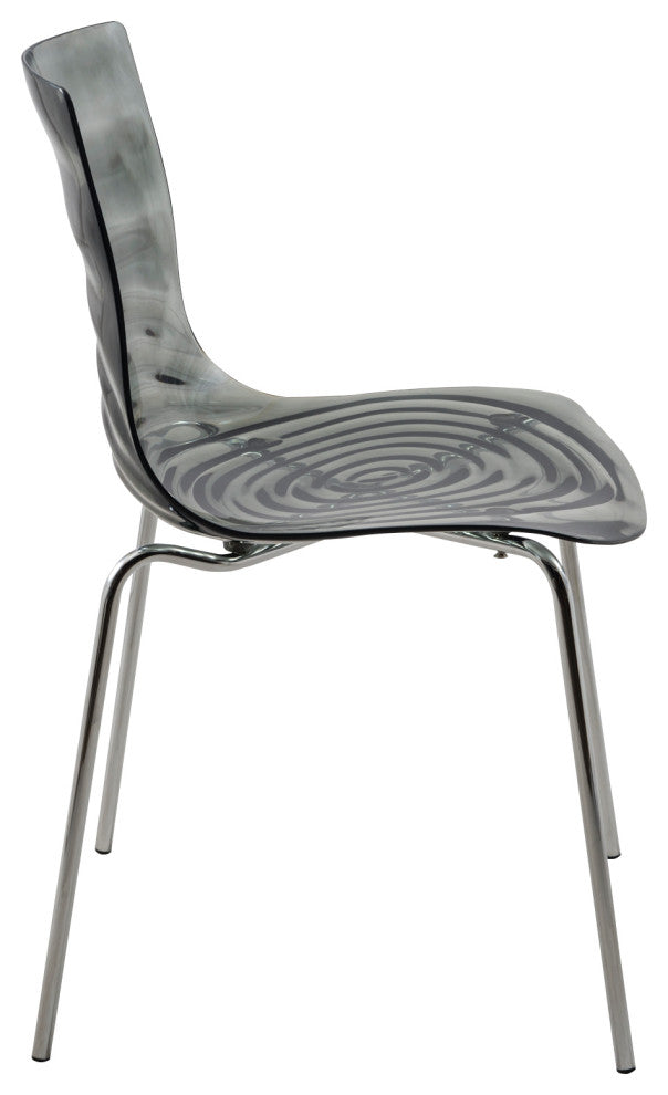 LeisureMod Modern Astor Plastic Dining Chair, Set of 4 Transparent Black